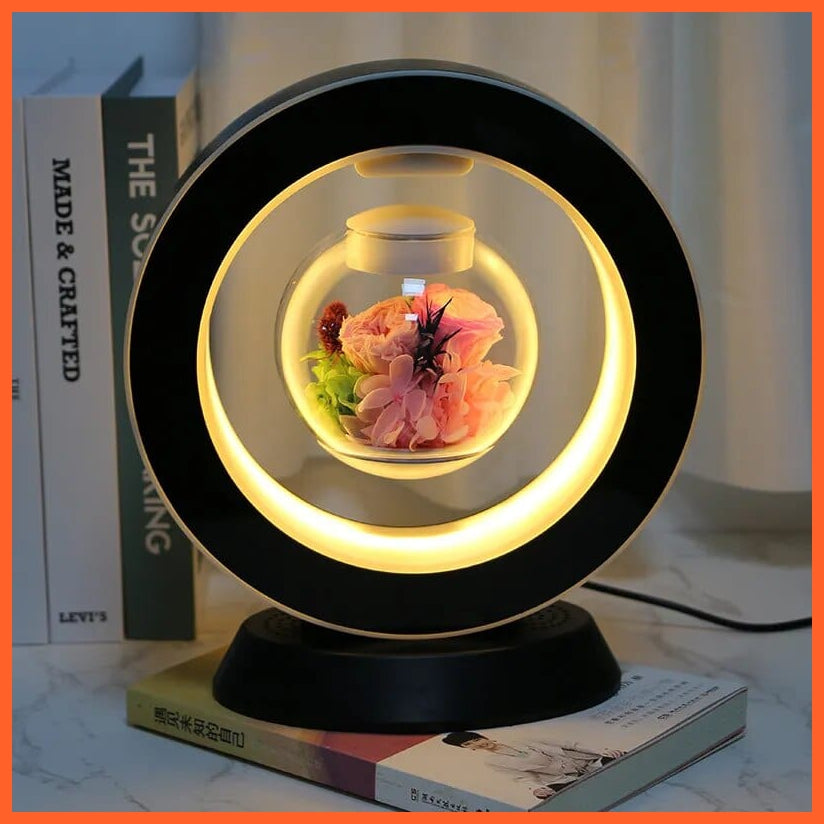 whatagift.com.au 8 Style / 220V US LED Magnetic Levitating flower bedroom table lamp | Magnetic Rotatory Glass Light Gift For Home Decore