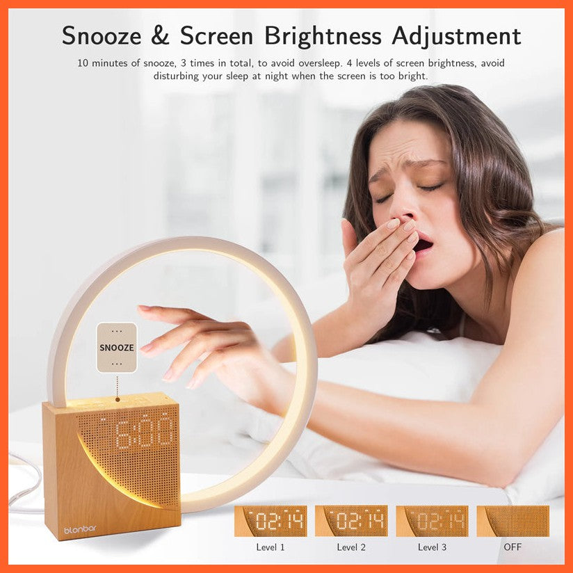Bedside Lamp Touch Table Lamp With Natural Sounds, Desk Lamp With Alarm Clock, Touch Control 3 Levels Brightness Home Decor