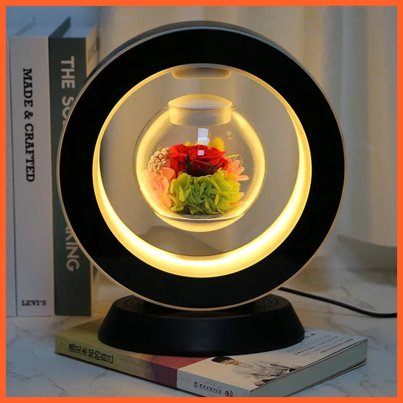 whatagift.com.au 9 Style / 220V US LED Magnetic Levitating flower bedroom table lamp | Magnetic Rotatory Glass Light Gift For Home Decore