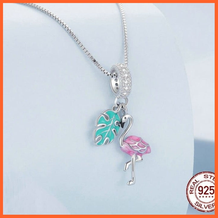 whatagift.com.au 925 Sterling Silver Enamel Pink Flamingo Pendant Necklace for Women