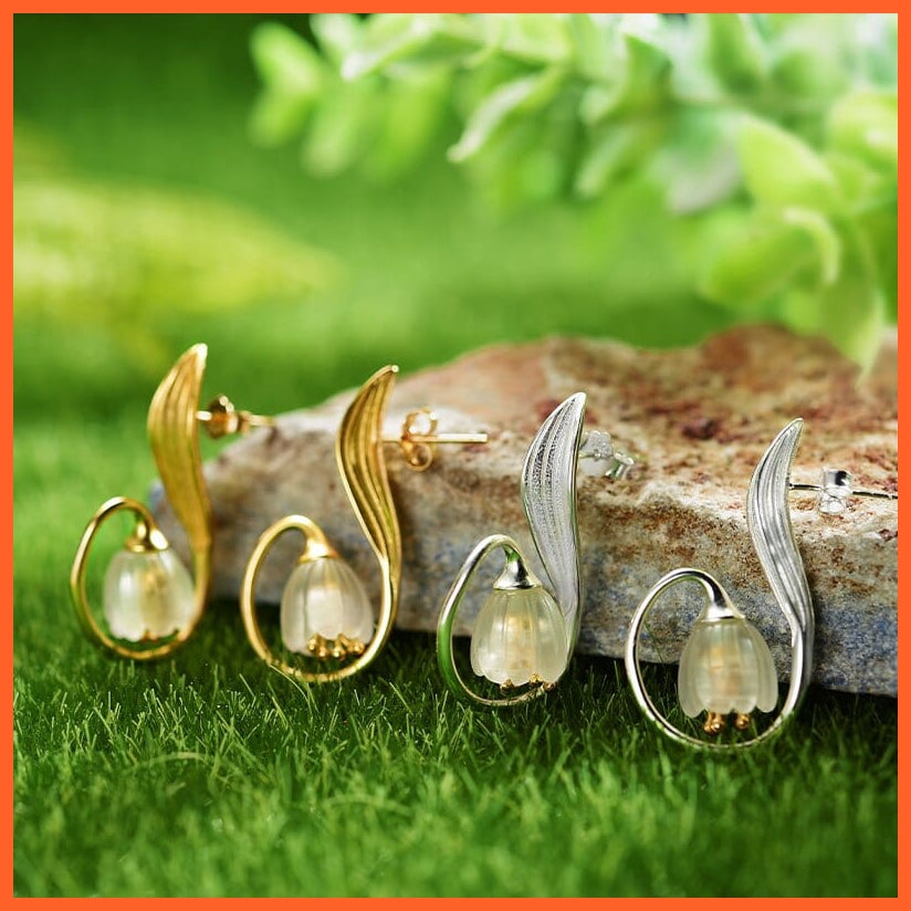 whatagift.com.au 925 Sterling Silver Gold Lily Handmade Earrings
