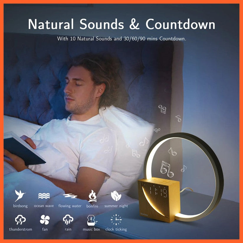 Bedside Lamp Touch Table Lamp With Natural Sounds, Desk Lamp With Alarm Clock, Touch Control 3 Levels Brightness Home Decor