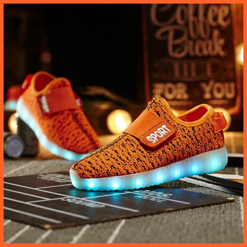 Usb Charging Led Sneakers For Children| Glowing Light Led Breathable Kids Shoes
