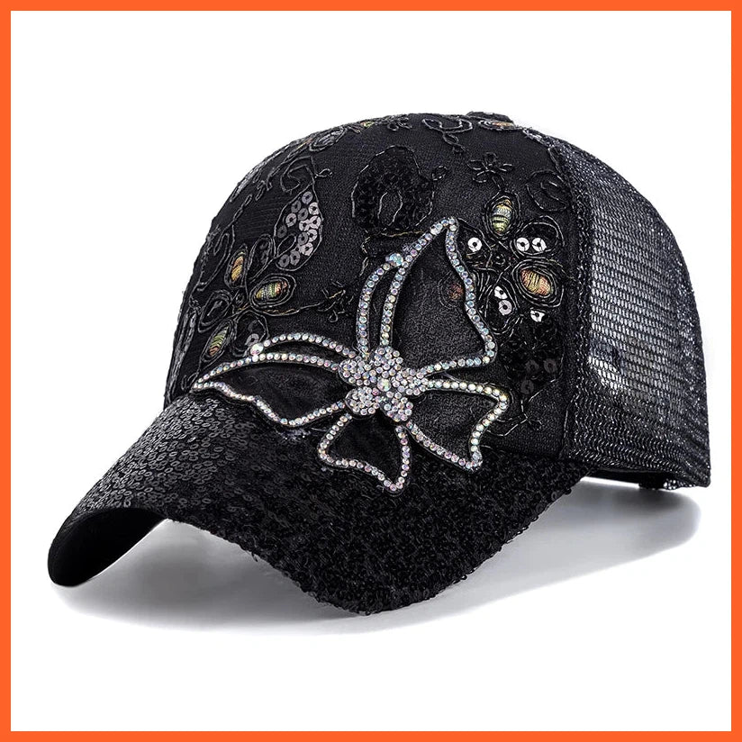 New Fashion Women Cap Butterfly Flower Pendant Baseball Cap Female Outdoor Adjustable Streetwear Summer Trucker Hat
