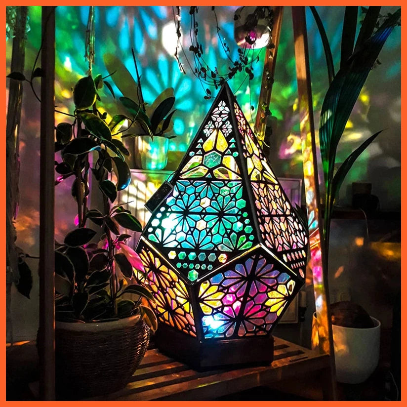 Wooden Hollow Led Projection Night Lamp | Bohemian Colorful Projector Desk Lamp