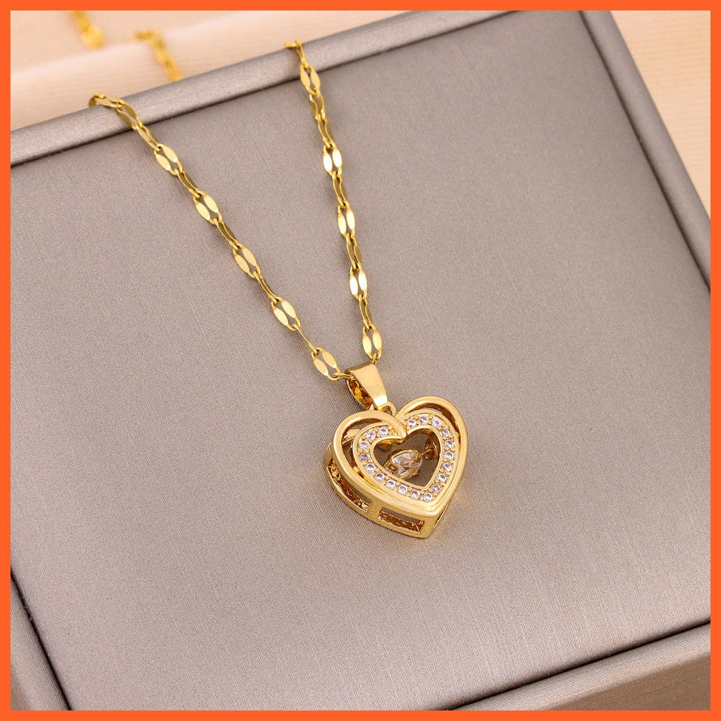 Valentines Day Gift Double-Layer Smart Love Pendant Titanium Steel Necklace Fashion Jewelry Woman