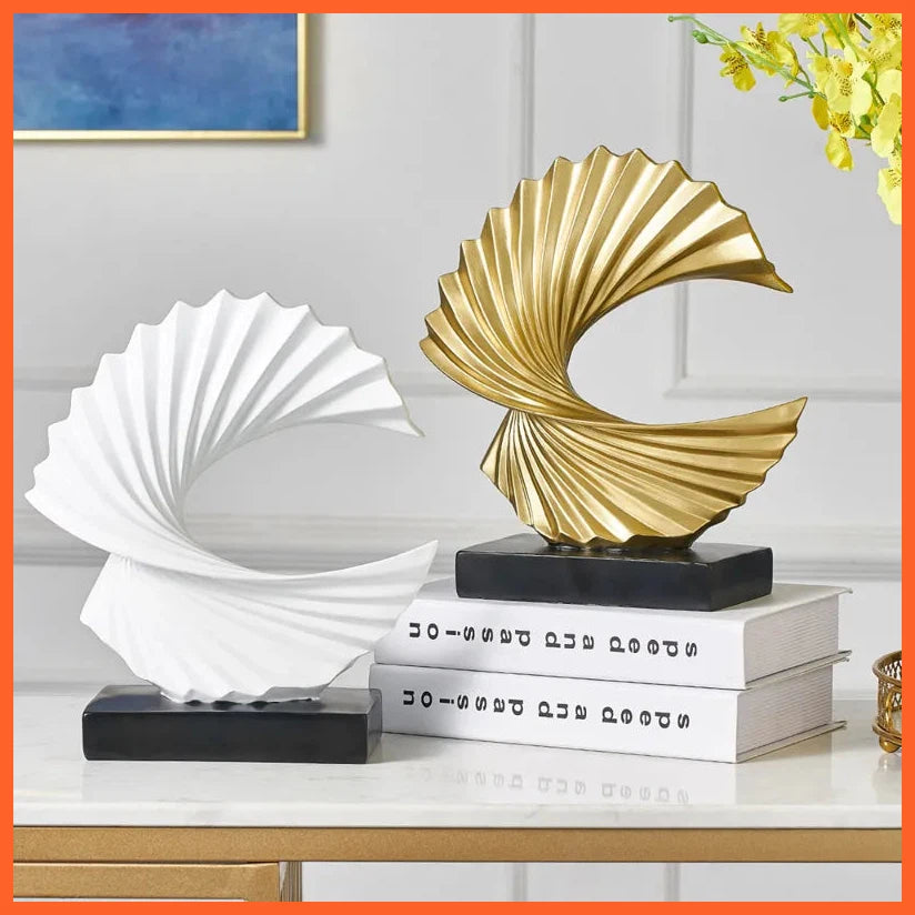 Modern Decor Abstract Sculpture Resin Art Golden Statue | Living Room Home Decoration Accessories