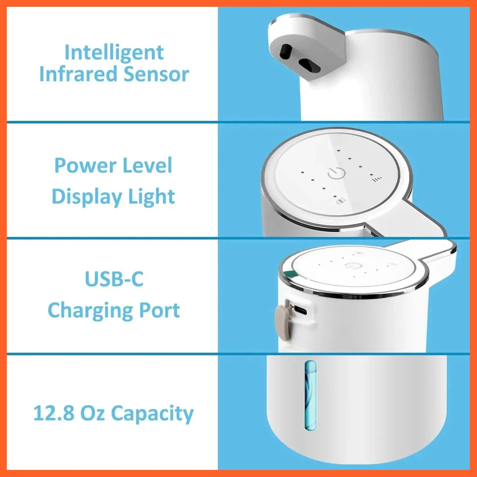 380Ml Usb Rechargeable Automatic Touchless Foaming Soap Dispenser