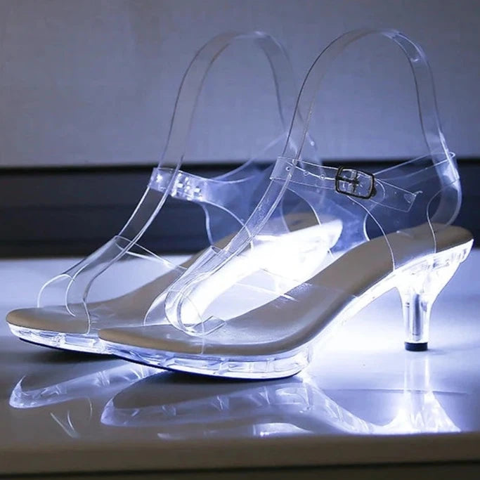 Led Transparent Crystal Sandals For Women