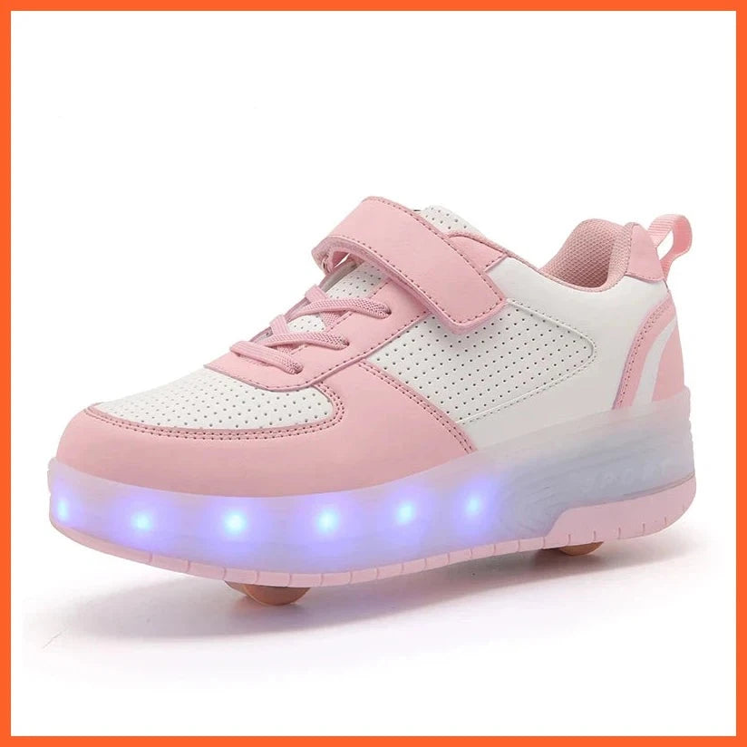 Children’S Two Wheels Luminous Glowing Sneakers | Boys Girls Usb Charging Roller Skates