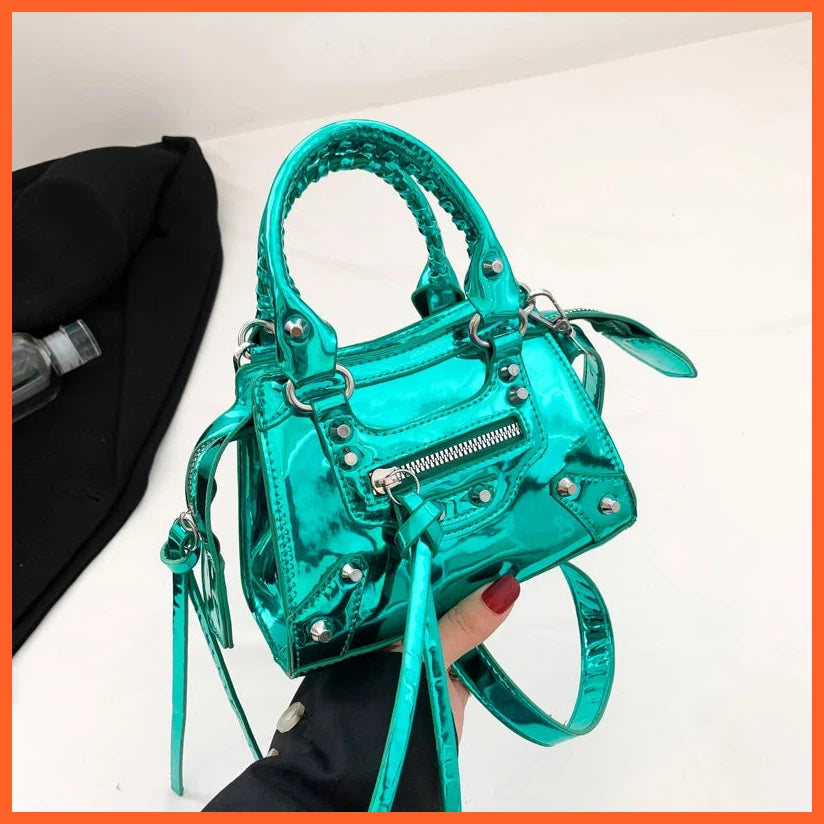 Female Pu Patent Leather Long Zipper Handbag Crossbody Bag