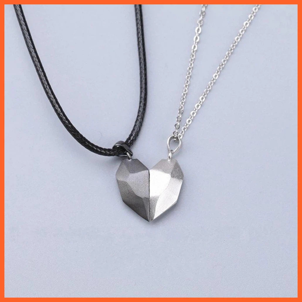 Good Simple Quality Couple Pendant Necklace Magnetic Heart, Pendant Splicing Necklace For Women Men