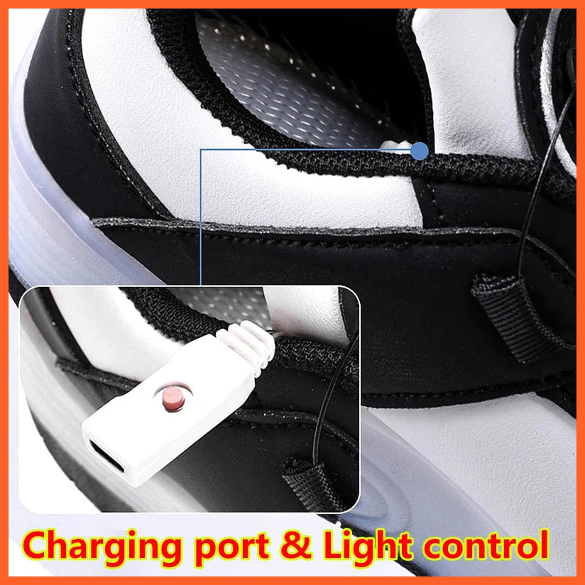 Black, Pink High Quality Led Light Luminous Two Wheels Sneakers Skate Shoes For Kids With Usb Charging