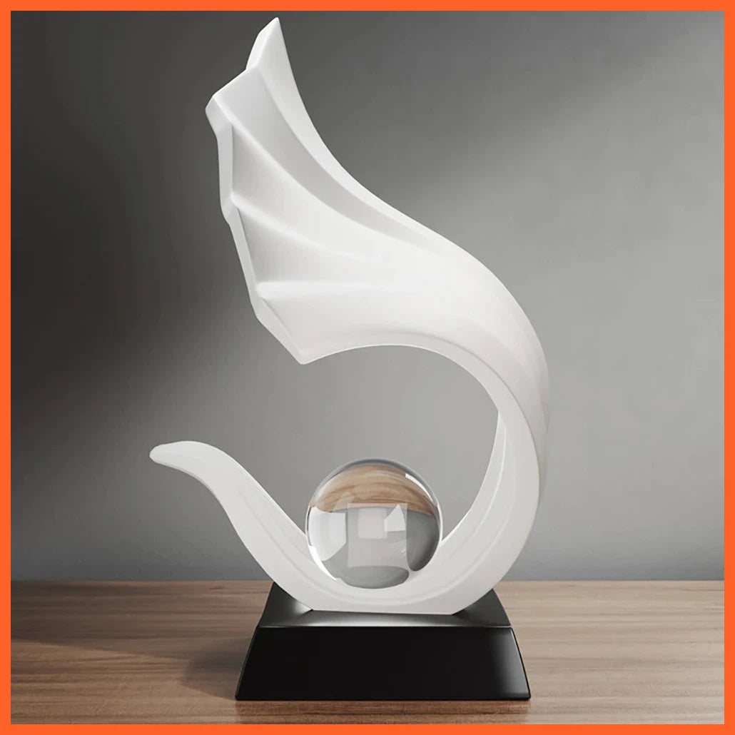 Nordic Style Home Decorations Irregular Wave Statue | Crystal Ball Simple Living Room Cabinet Resin Sculptures