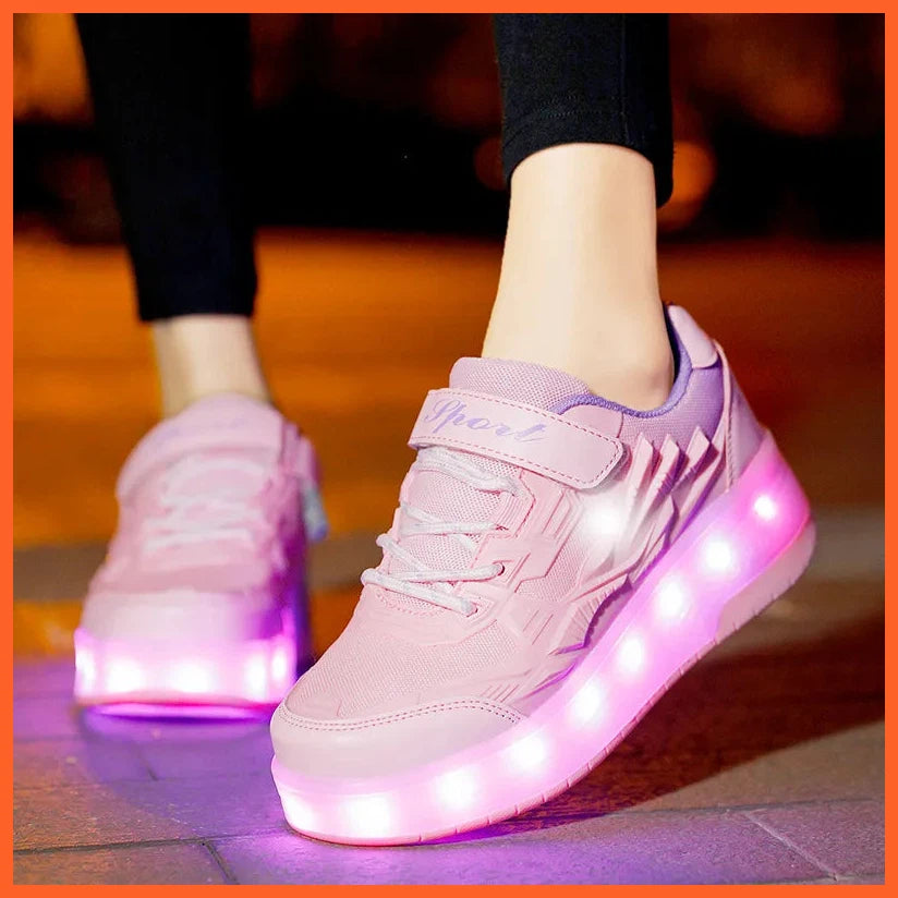 Kids Led Roller Skate Shoes | Led Light Boys Girls Sneakers With 2 Wheels