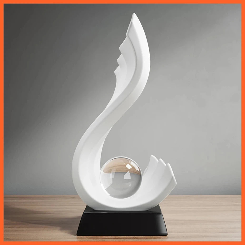 Nordic Style Home Decorations Irregular Wave Statue | Crystal Ball Simple Living Room Cabinet Resin Sculptures