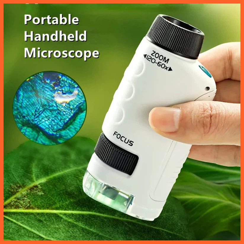 Pocket Microscope For Kids | Science Toy Kit | 60-120X Educational Mini Handheld Microscope With Led Light