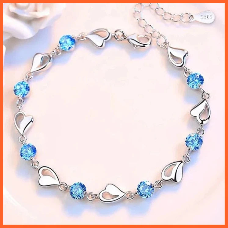 925 Sterling Silver Bracelet | Retro Heart Wedding Shaped Cubic Zirconia Length