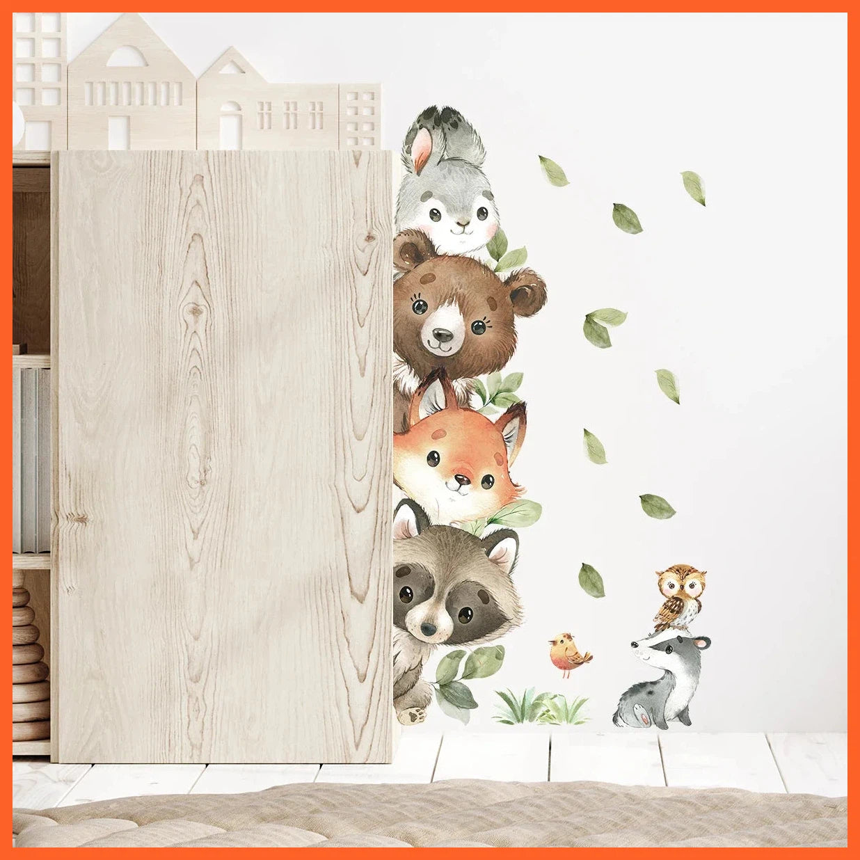 1Pc Cute Cartoon Probe Stacked Sitting Small Animal Wall Stickers For Kids Room Bedroom Home Decoration Wall Decor