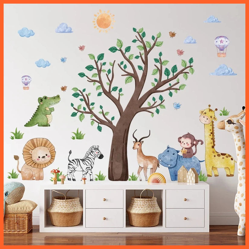 Safari Jungle Woodland Animals Wall Decals Wall Stickers For Boys Girls Baby Nursery Kids Bedroom Living Room Classroom Decor