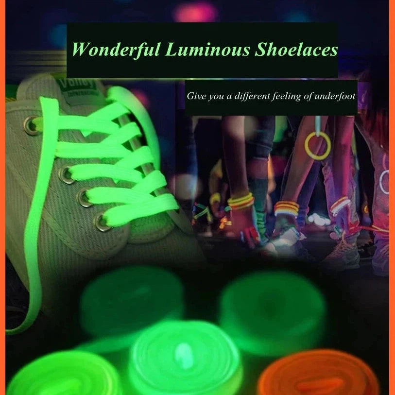 1Pair Luminous Shoelaces For Sneakers | Flat Shoe Flash Laces | Glowing Shoe Lace | Fluorescent Shoelaces