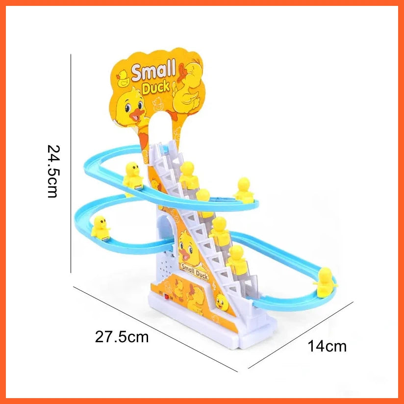 Climbing Stairs Track Toys | Electric Duck Diy Rail Racing Track | Roller Coaster Toys Set Light Music Educational Toy For Kids Gift