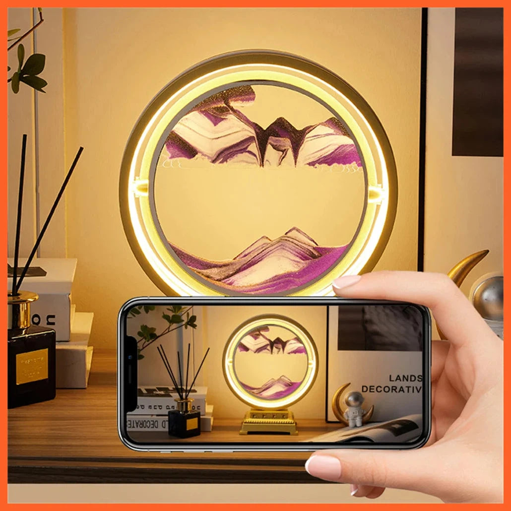 3D Quicksand Lamp Round 360° Rotatable Moving Sand Art | Night Lamp