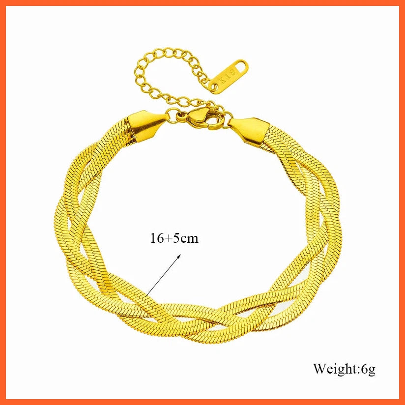 Stainless Steel 3In1 Crossover Snake Chain Necklace Bracelets For Women | Waterproof Jewelry Set