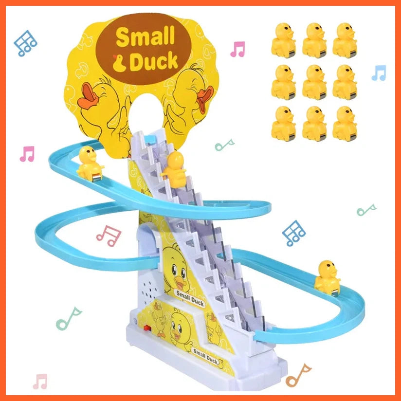 Climbing Stairs Track Toys | Electric Duck Diy Rail Racing Track | Roller Coaster Toys Set Light Music Educational Toy For Kids Gift