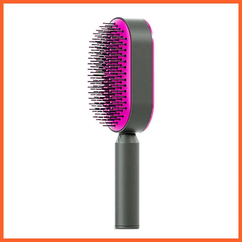 Self Cleaning Hair Brush For Women One-Key Cleaning Hair Loss Massage Scalp Comb Anti-Static Hairbrush