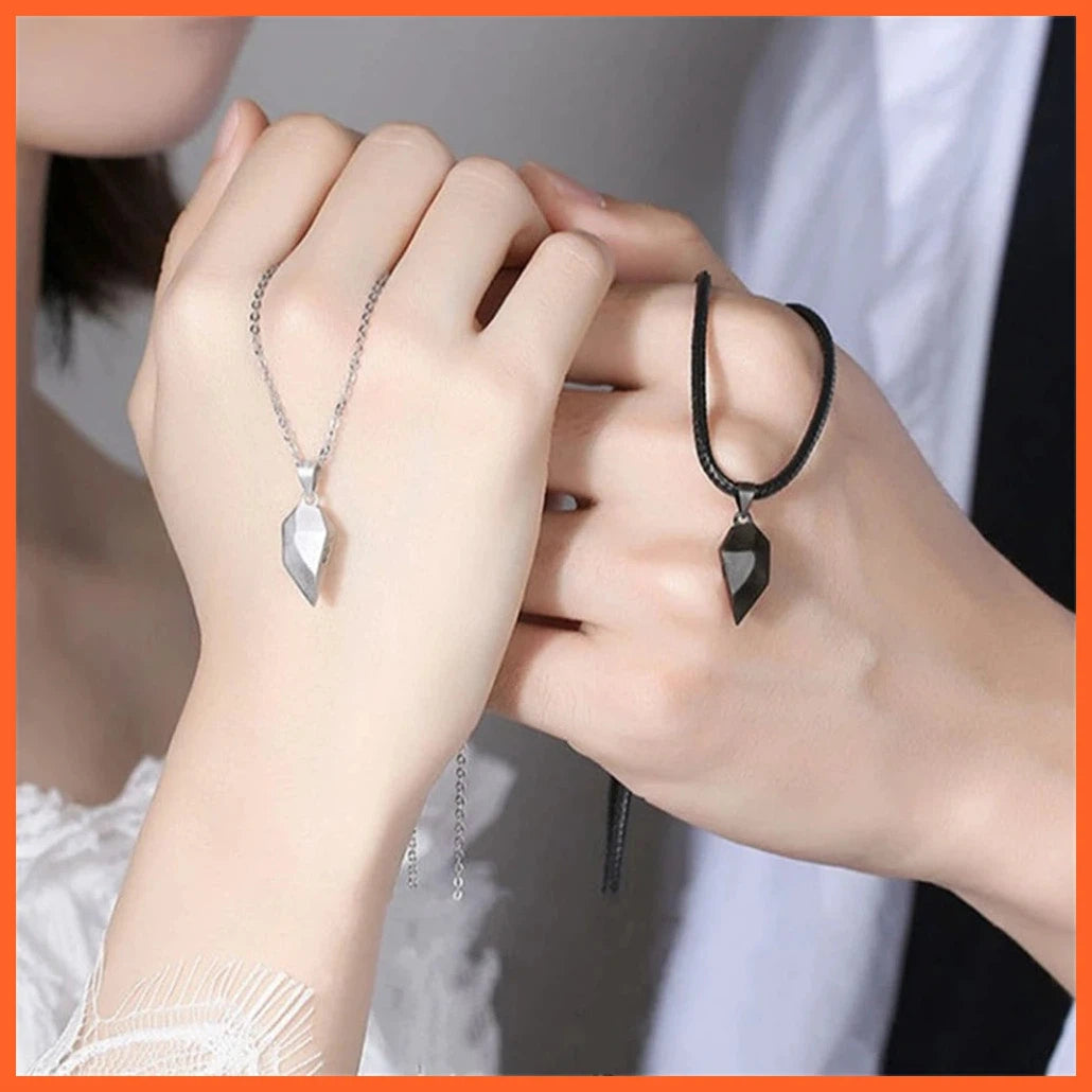 Good Simple Quality Couple Pendant Necklace Magnetic Heart, Pendant Splicing Necklace For Women Men