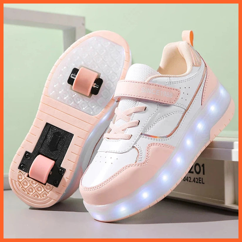 Pink , Purple Sparkling Led Two Wheel Roller Range | Kids Led Light Shoes  | Kids Led Light Roller Wheel Shoes