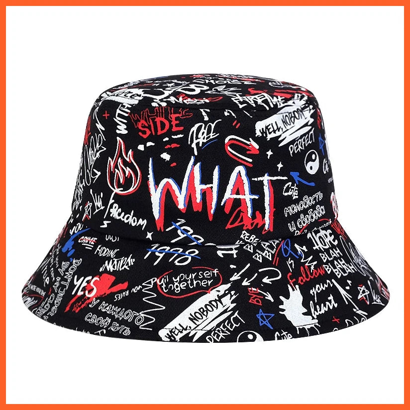 Summer Outdoor Sunscreen Bucket Hat Hip Hop Cap Men Summer Fishing Fisherman Hats Graffiti Hat For Men Women