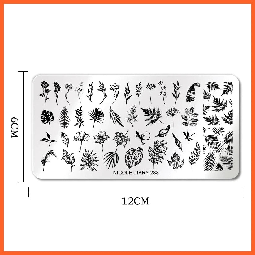 Flower Leaves Nail Stamping Plates | Leaf Floral Butterfly Line Printing Stencil Nail Stamp | Nail Art Tools