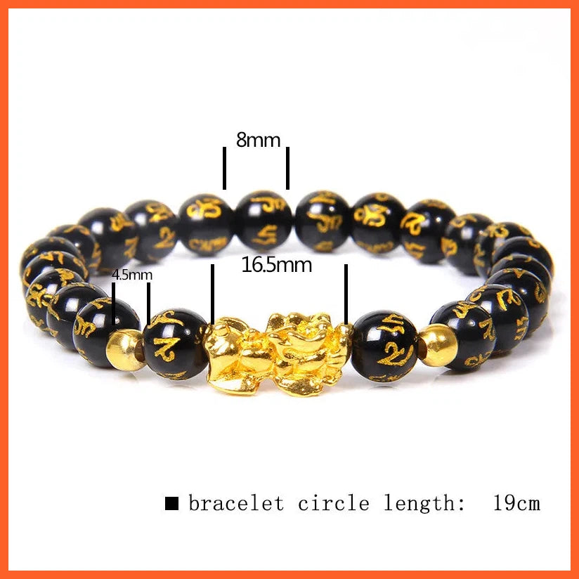 Bracelet Natural Obsidian Stone Beads Bracelets For Women Men Wealth Good Luck Buddha Unisex Wristband Jewelry