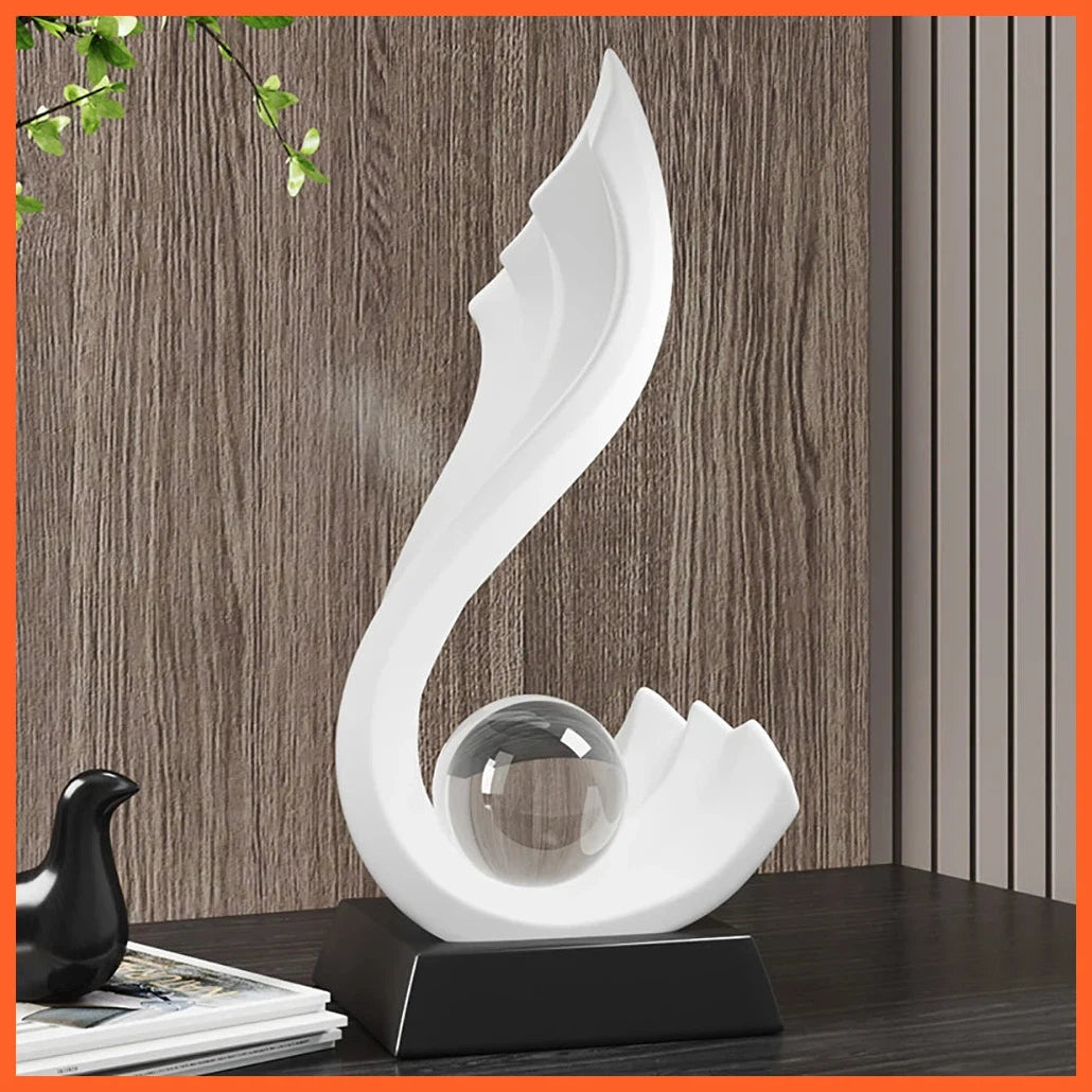 Nordic Style Home Decorations Irregular Wave Statue | Crystal Ball Simple Living Room Cabinet Resin Sculptures