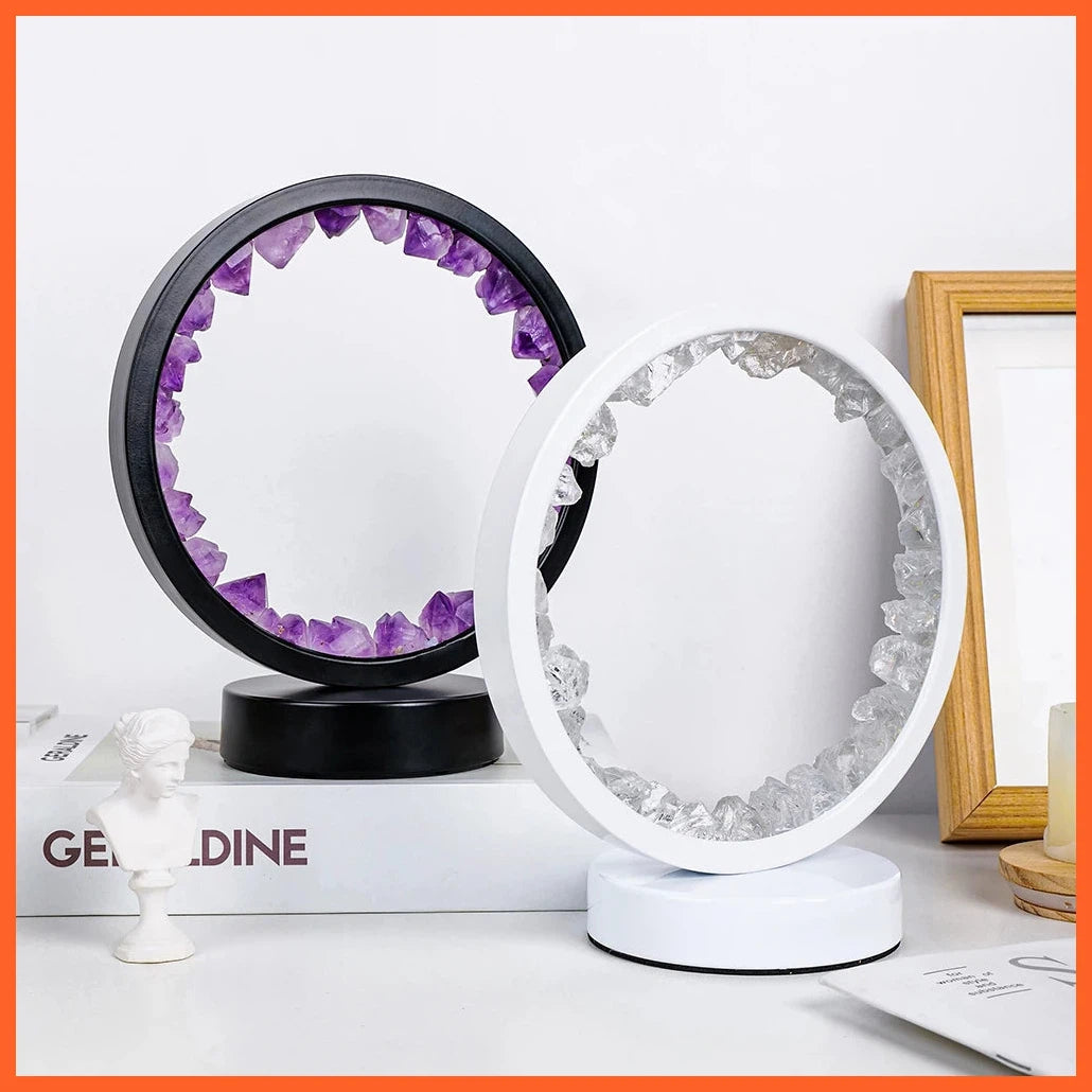 Led Crystal Lamp Room Decoration | Natural Gemstone Healing Stone | Home Decoration Round Lamp