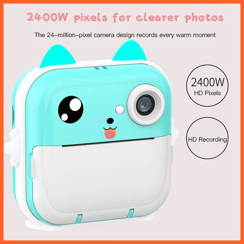 Children 1080P Hd Digital Camera Toys Instant Print For Kids Thermal Print Camera Instant Print Photo Video With 32G Memory Card