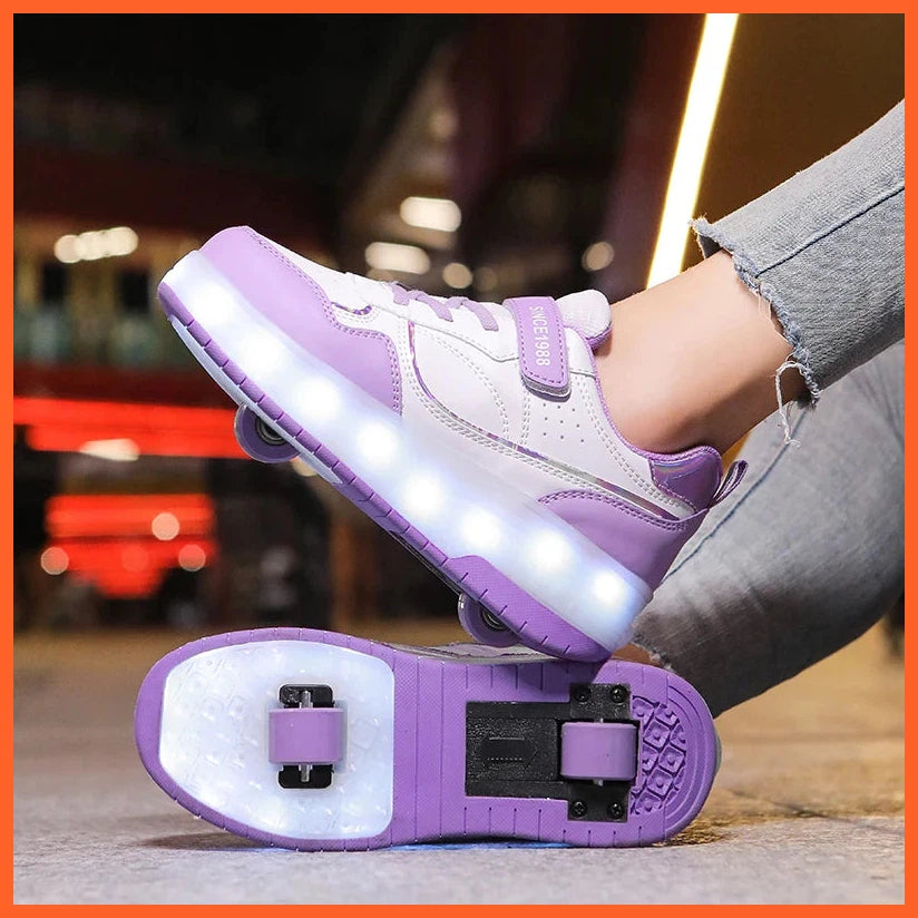 Pink , Purple Sparkling Led Two Wheel Roller Range | Kids Led Light Shoes  | Kids Led Light Roller Wheel Shoes