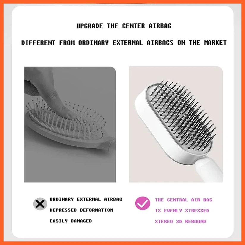 Self Cleaning Hair Brush, 3D Air Cushion Massager Brush Airbag Massage Comb Brush, Shaping Comb Self Cleaning Hair Brush