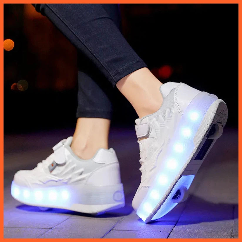 Kids Led Roller Skate Shoes | Led Light Boys Girls Sneakers With 2 Wheels