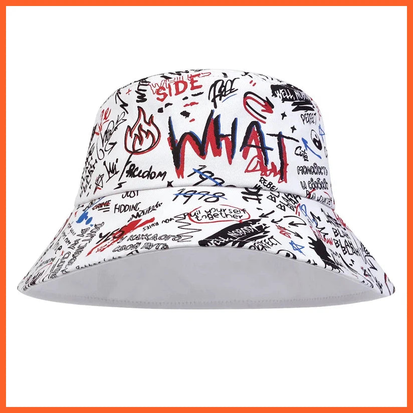 Summer Outdoor Sunscreen Bucket Hat Hip Hop Cap Men Summer Fishing Fisherman Hats Graffiti Hat For Men Women