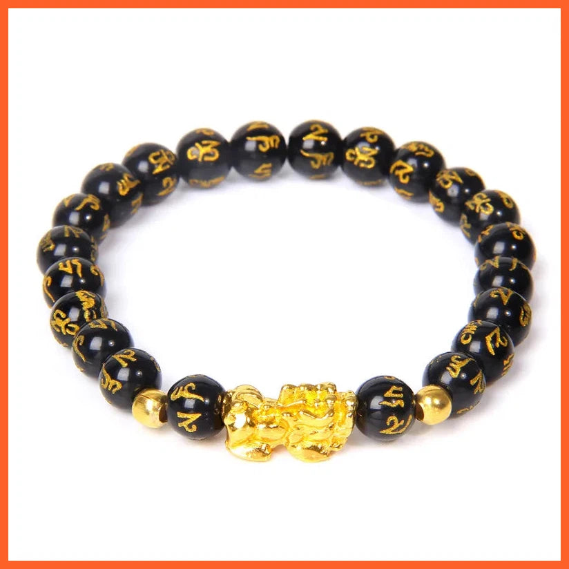 Bracelet Natural Obsidian Stone Beads Bracelets For Women Men Wealth Good Luck Buddha Unisex Wristband Jewelry