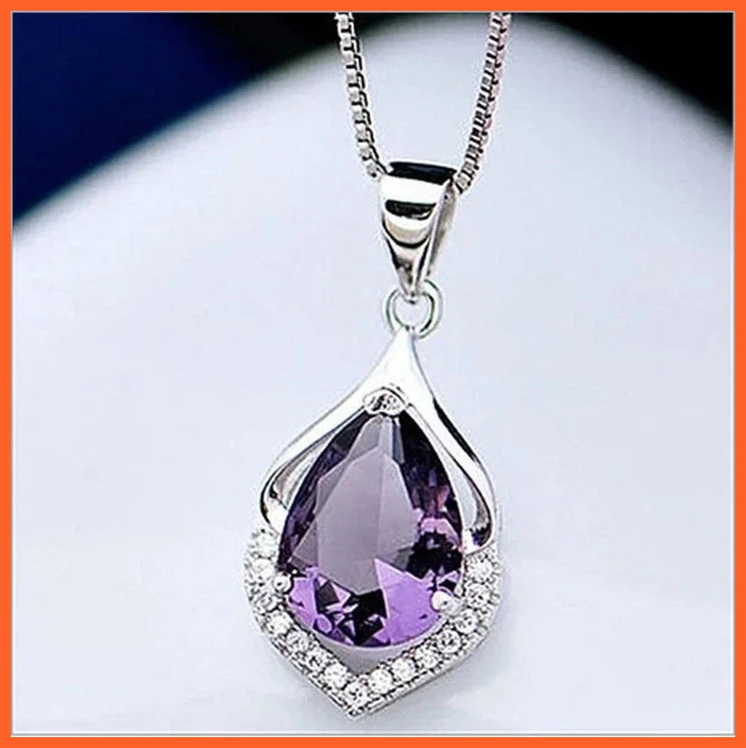 Waterdrop Amethyst Pendant Necklace For Women