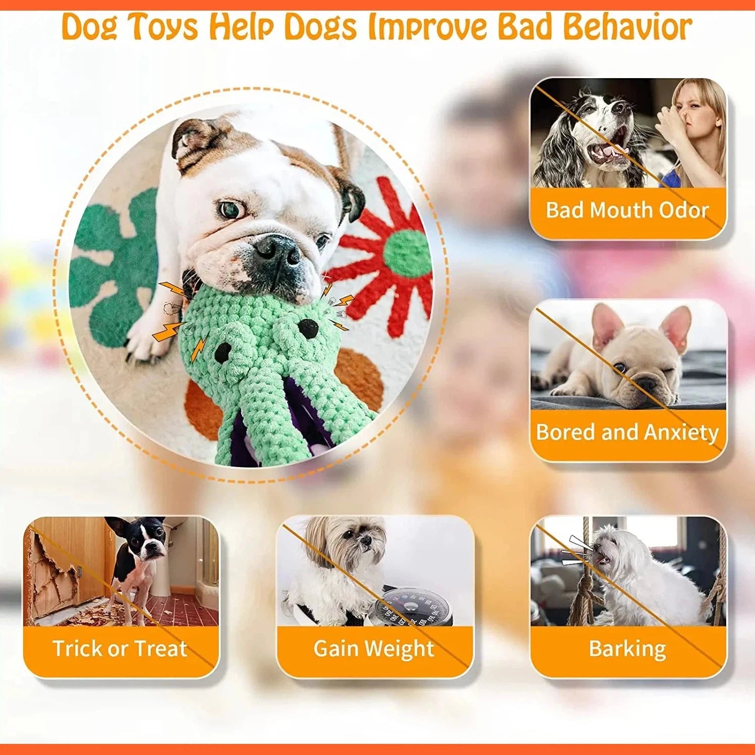 Squeaky Dog Toys, Durable Plush Dog Toy, Octopus Stuffed Dog Toys, Puppy Chew Interactive Dog Toys