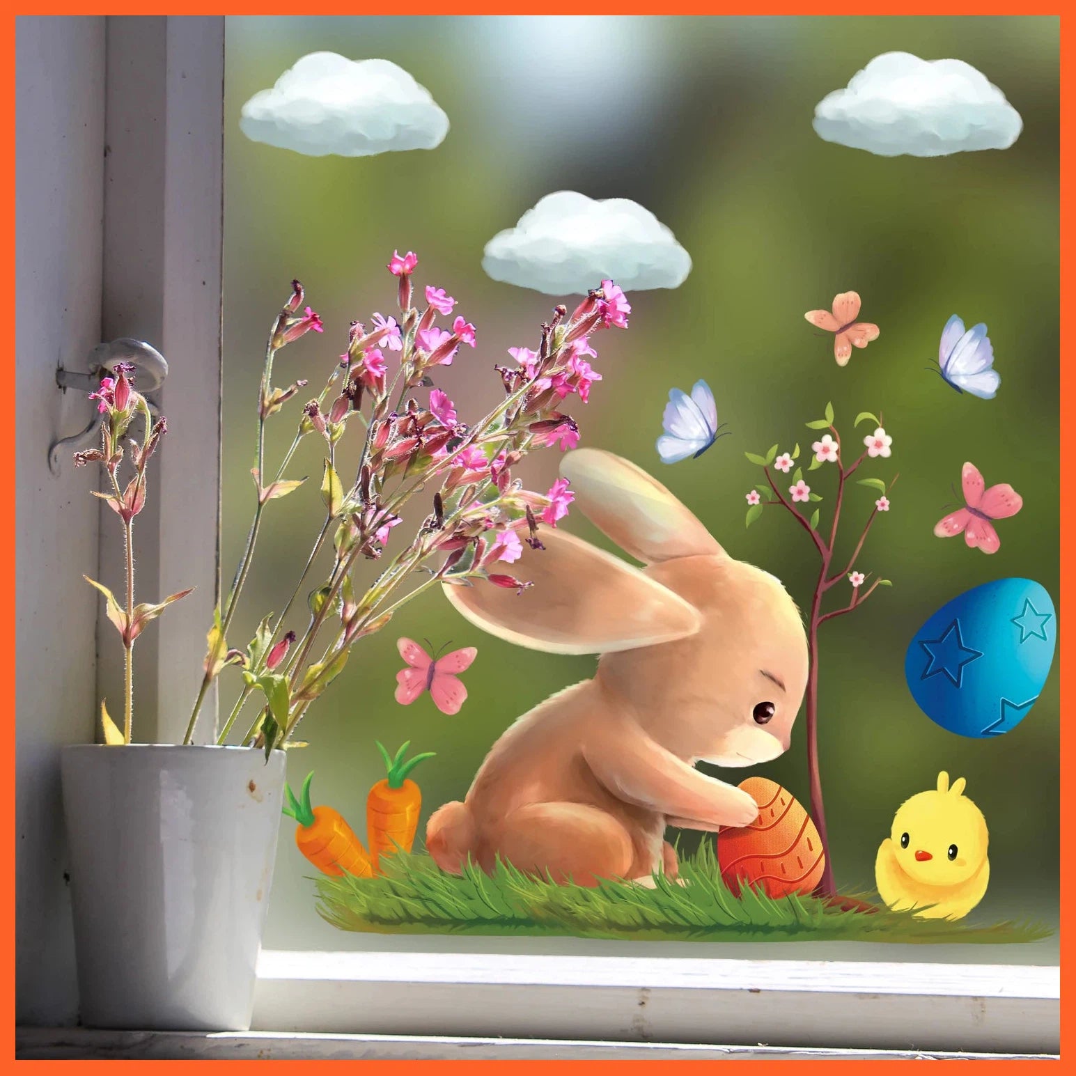 Egg Easter Rabbit Wall Sticker Window Decor Spring Festival Kids Diy Sticker Carrot Bunny Happy Easter Day Electrostatic Sticker