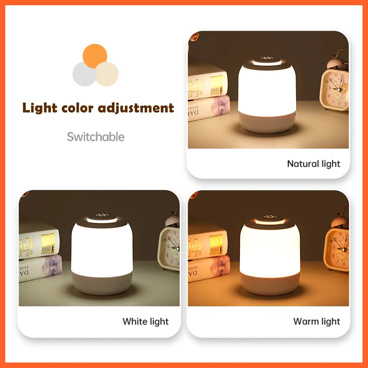 Portable Bedside Touch Lamp Led | Night Light Dimming Baby Sleeping Lamp | 3 Color With Touch Sensor Light For Living Room Bedroom
