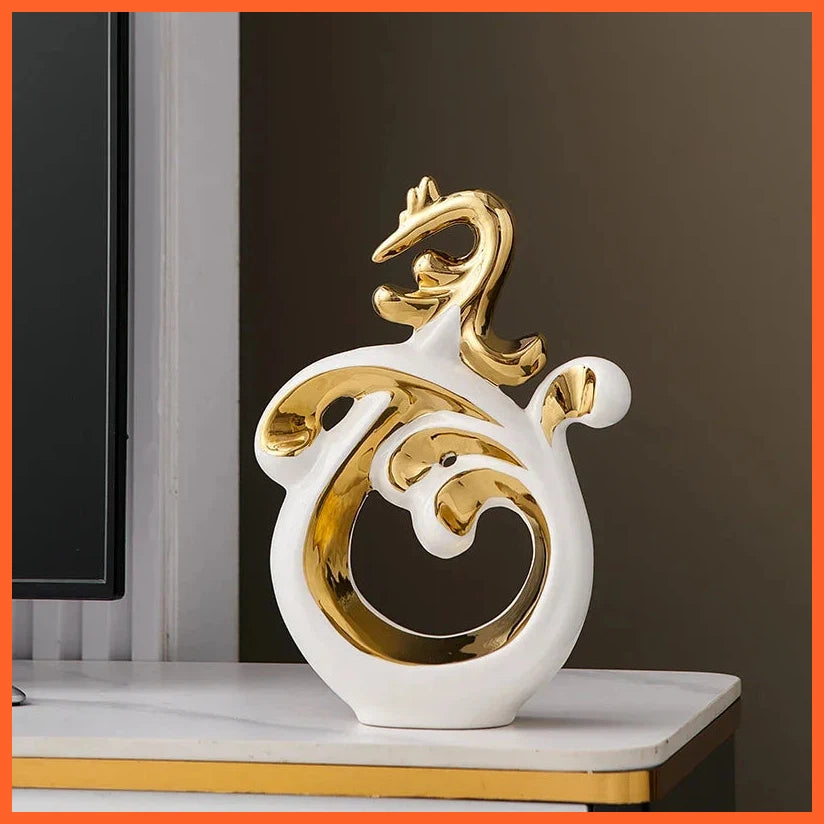 Luxury Ceramics Statue Figurine | Home Decor Living Room Centerpiece Desk Souvenir