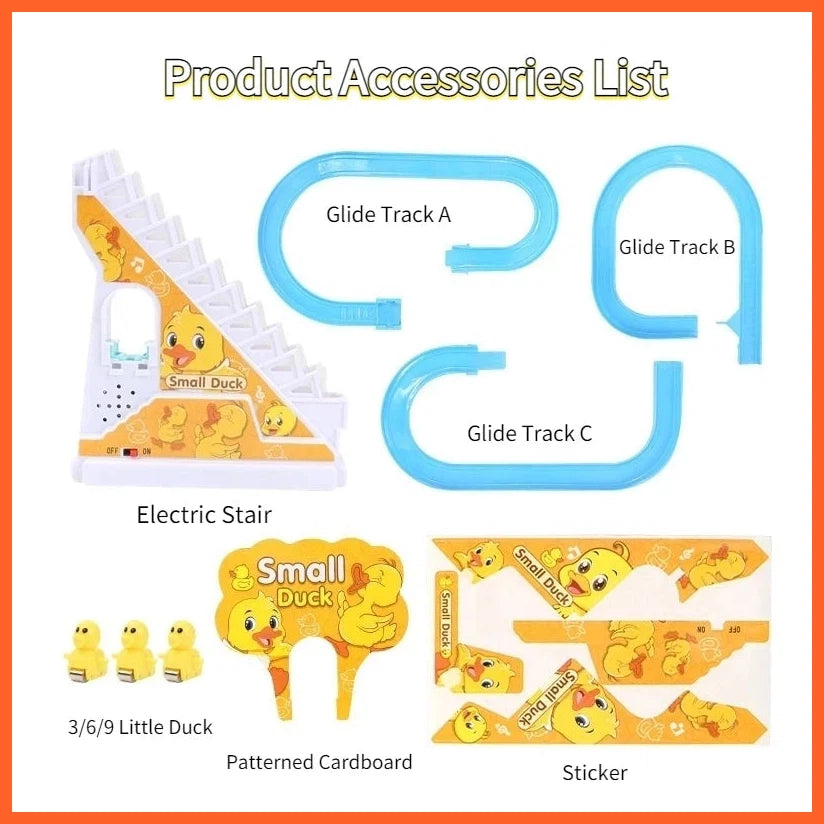 Climbing Stairs Track Toys | Electric Duck Diy Rail Racing Track | Roller Coaster Toys Set Light Music Educational Toy For Kids Gift