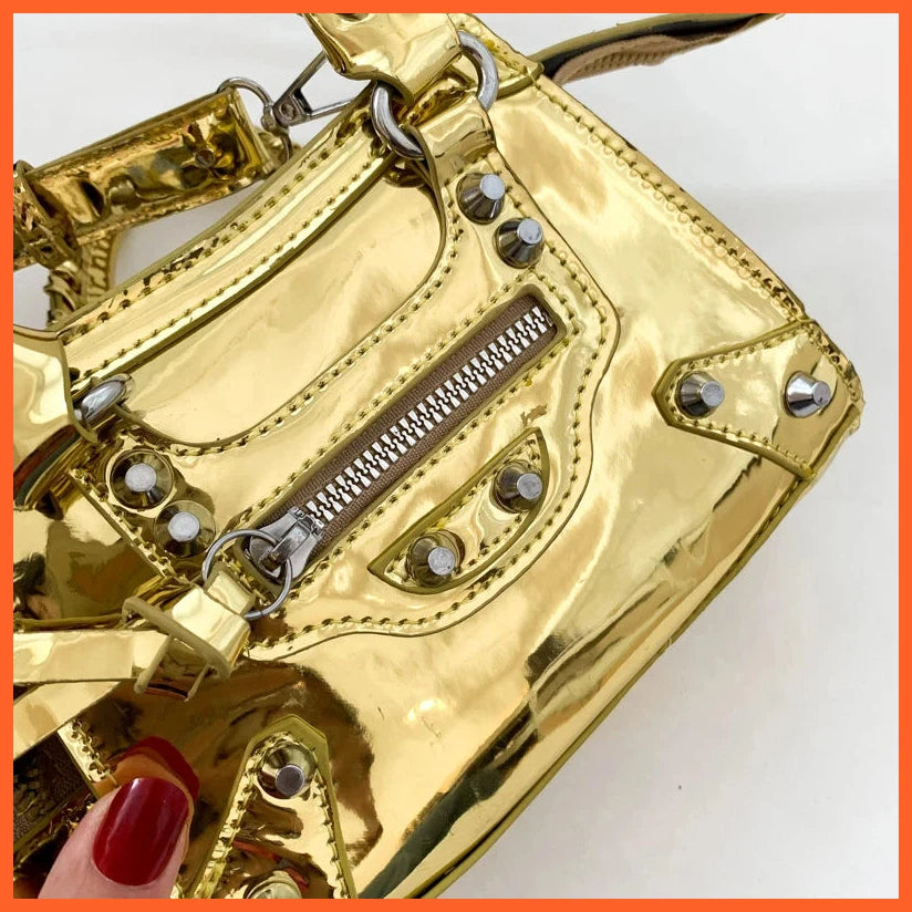 Female Pu Patent Leather Long Zipper Handbag Crossbody Bag